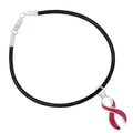 Black Cord Bracelet with Burgundy Ribbon Charm