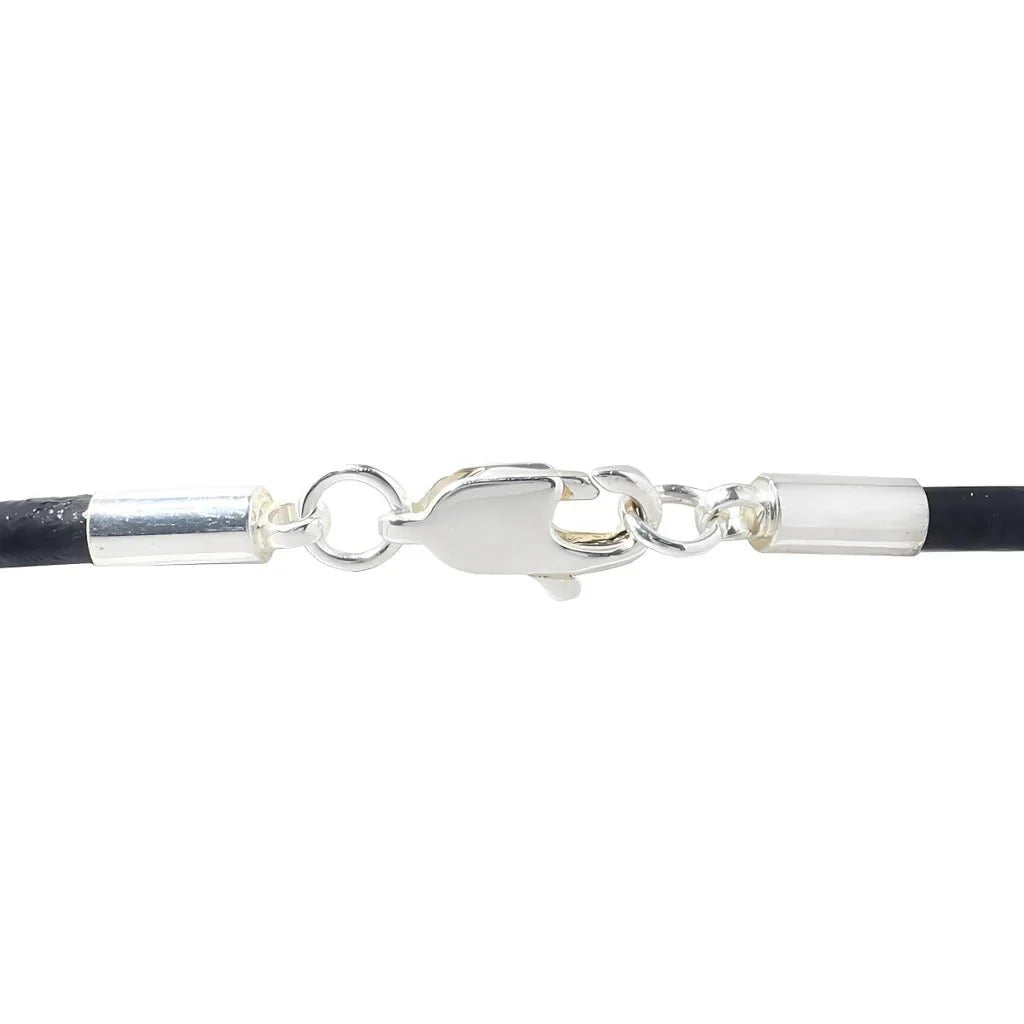 Black Cord Bracelet with Burgundy Ribbon Charm