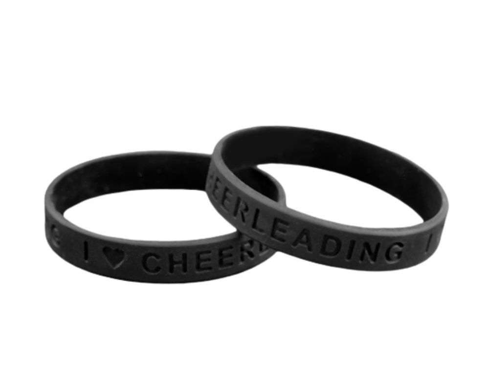 Black I Love Cheerleading Silicone Bracelets