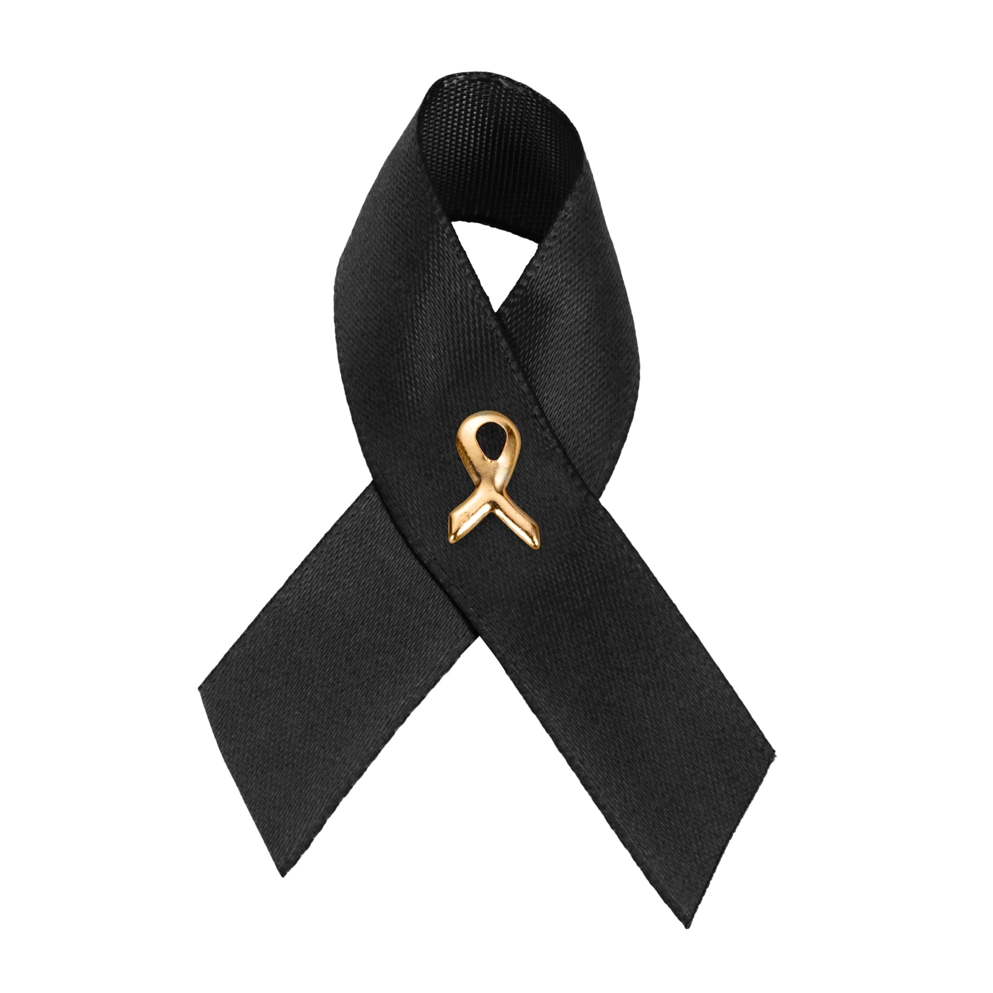 10 Pack Satin Black Ribbon Awareness Pins