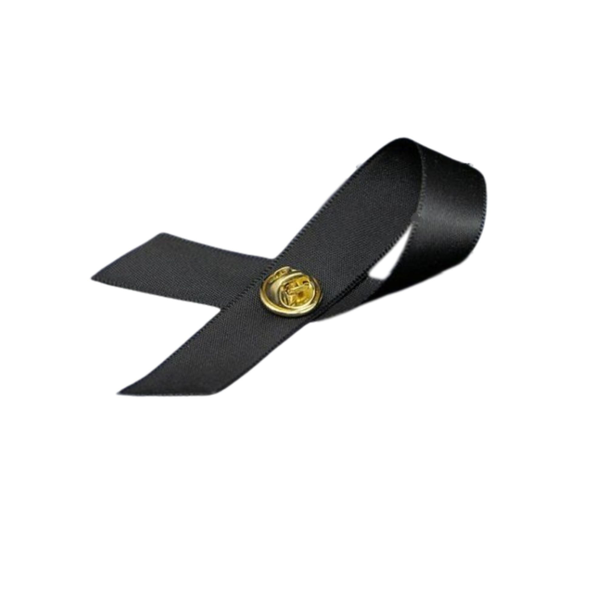 10 Pack Satin Black Ribbon Awareness Pins