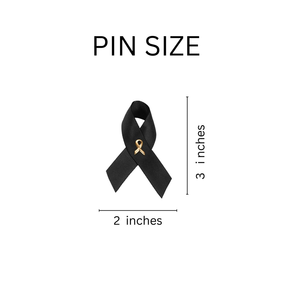10 Pack Satin Black Ribbon Awareness Pins