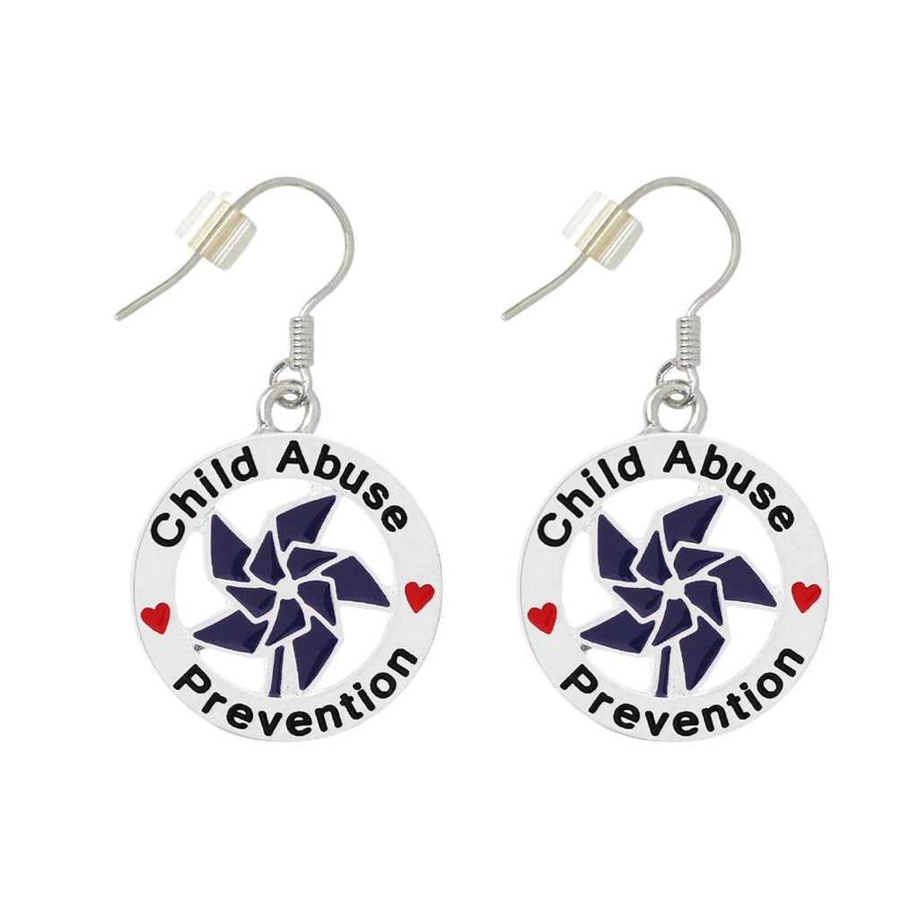Blue Pinwheel Charm Child Abuse Prevention Hanging Earrings