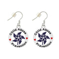 Blue Pinwheel Charm Child Abuse Prevention Hanging Earrings