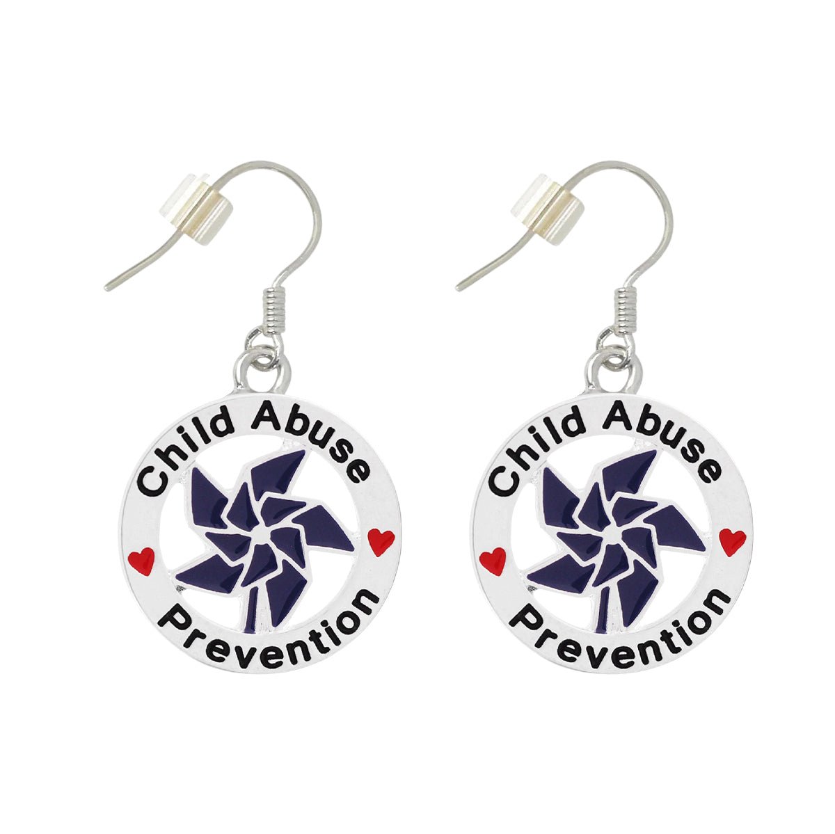 Blue Pinwheel Charm Child Abuse Prevention Hanging Earrings