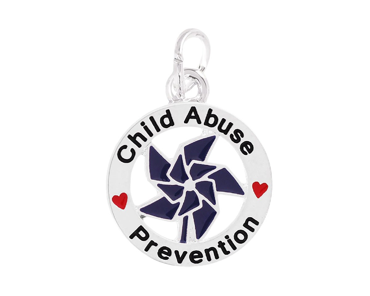 Blue Pinwheel Charm Child Abuse Prevention Hanging Earrings