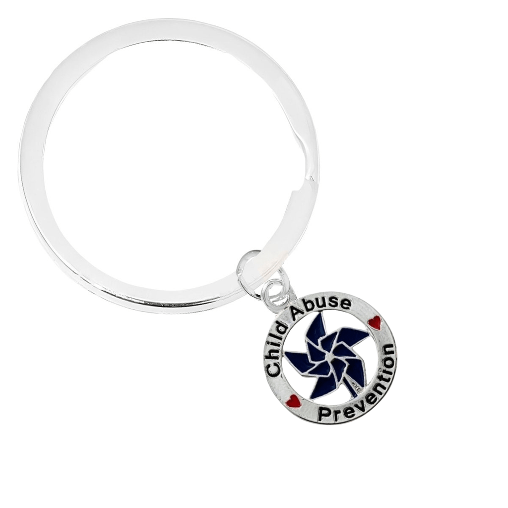 Blue Pinwheel Charm Child Abuse Prevention Split Style Key Chains