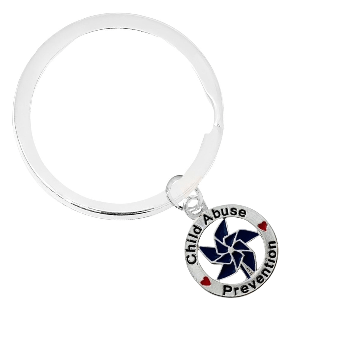 Blue Pinwheel Charm Child Abuse Prevention Split Style Key Chains