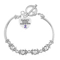 Blue & Purple Ribbon Pediatric Stroke Awareness Heart Charm Partial Beaded Bracelets