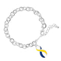 Blue & Yellow Ribbon Charm Chunky Bracelets