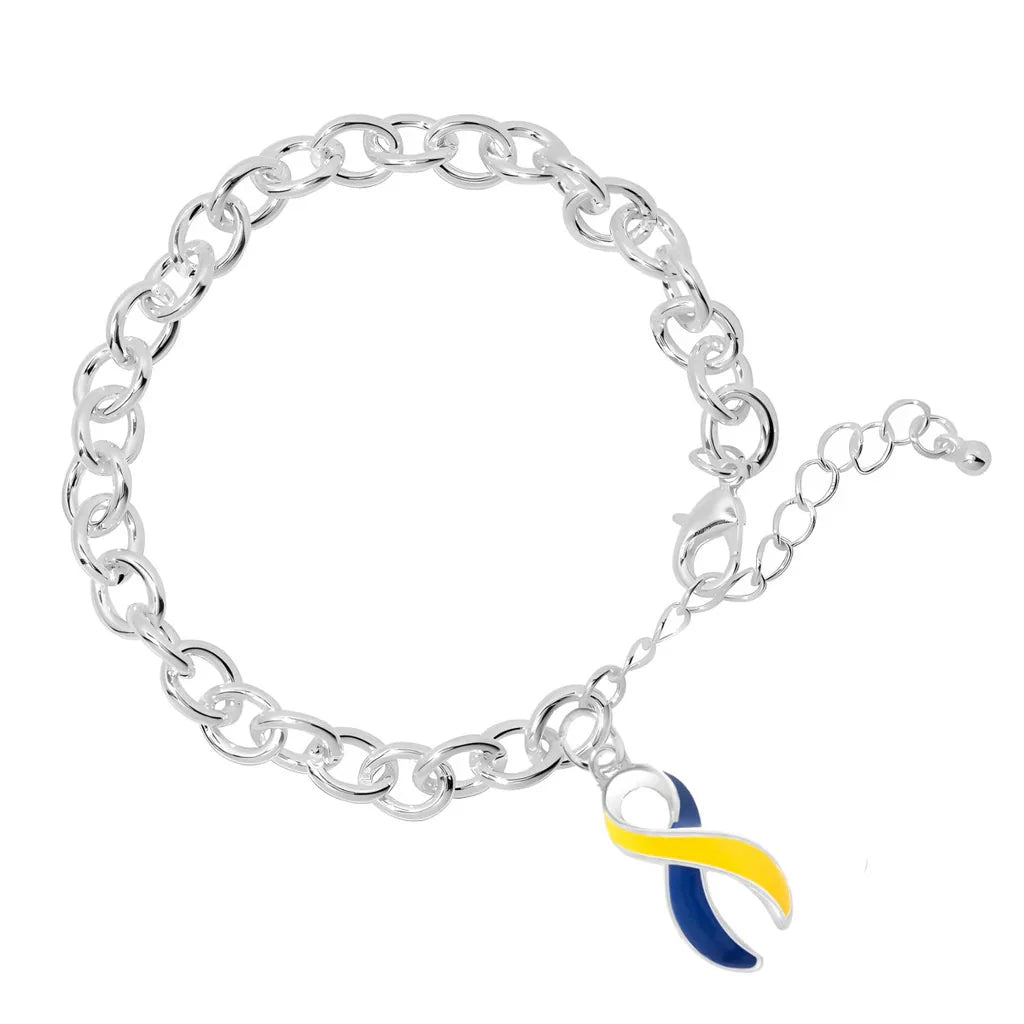 Blue & Yellow Ribbon Charm Chunky Bracelets