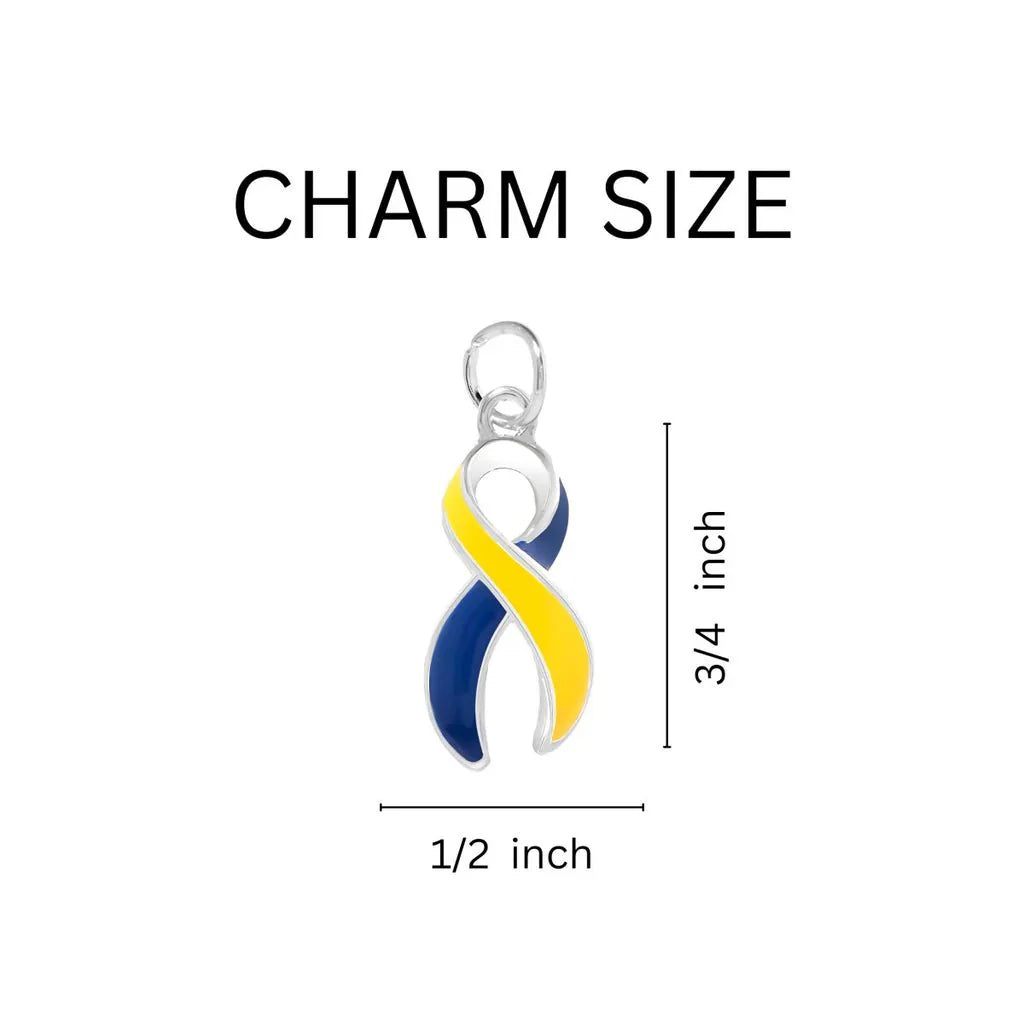 Blue & Yellow Ribbon Charm Chunky Bracelets