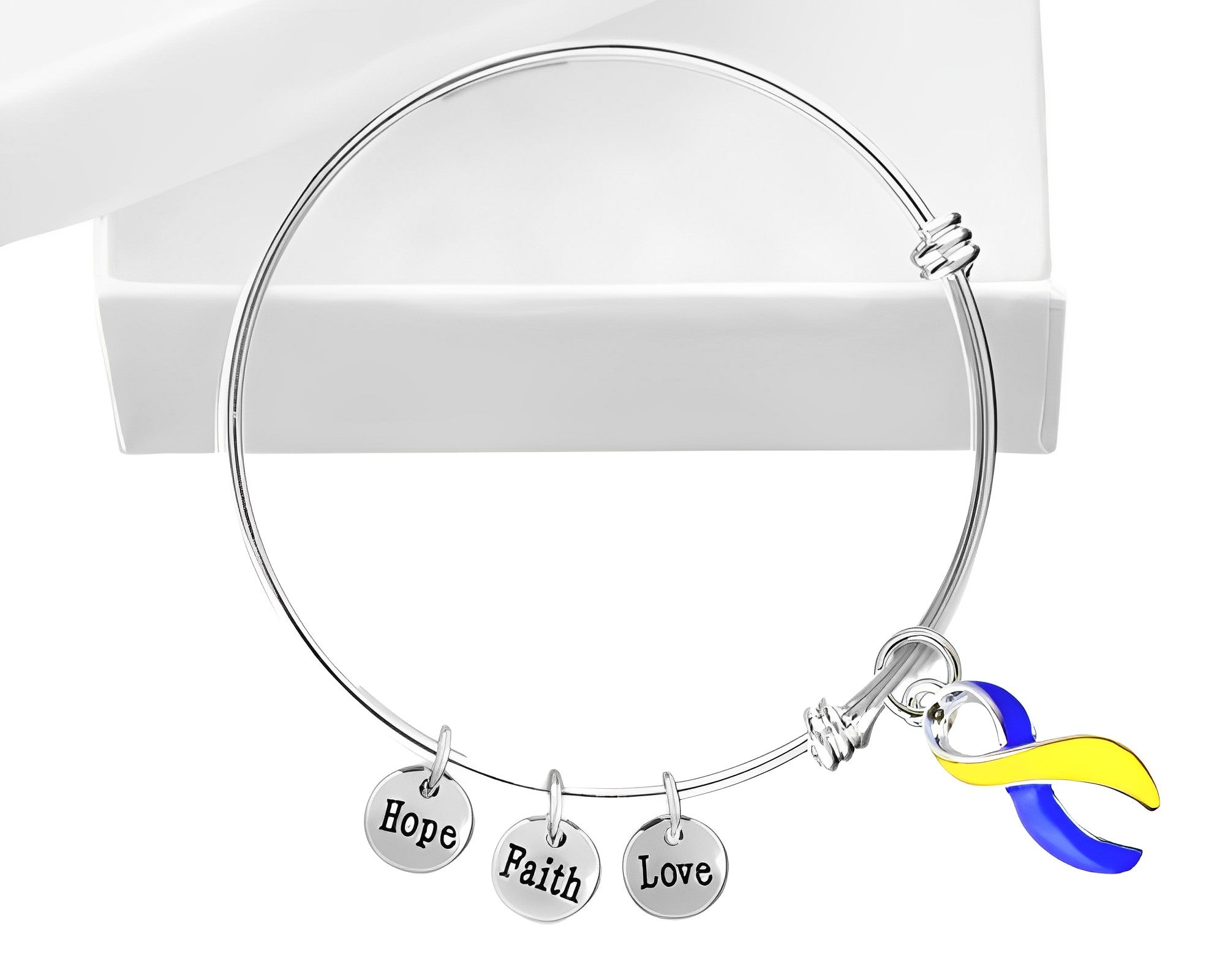 Blue & Yellow Ribbon Hope Charms Retractable Bracelets