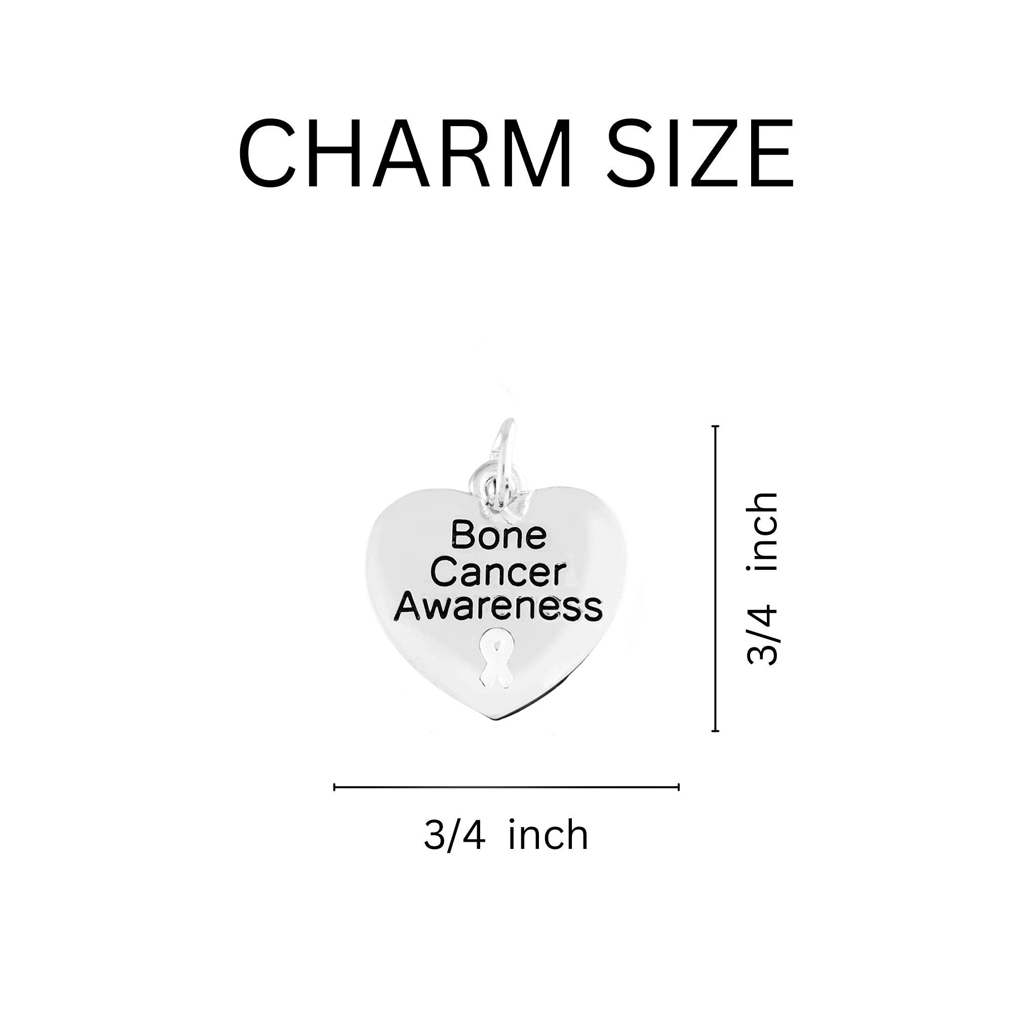 Bone Cancer Awareness Heart Charm Necklaces