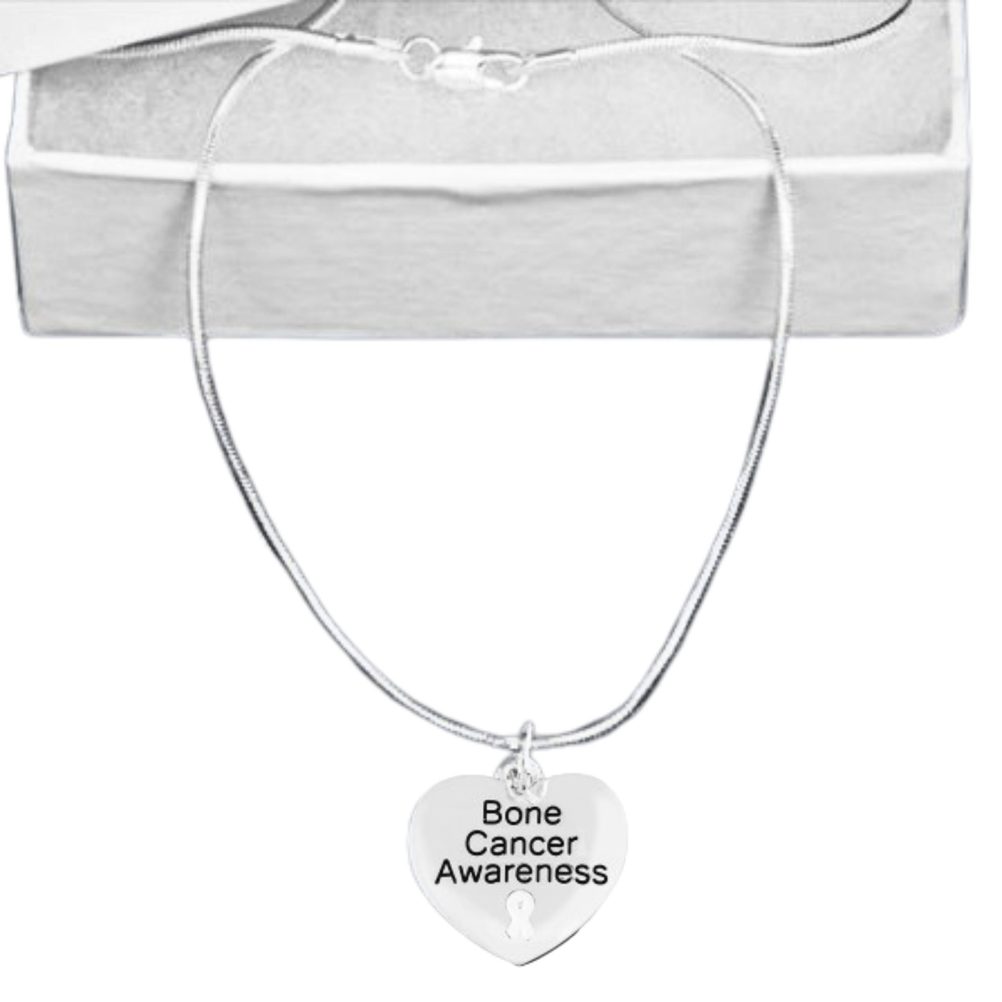 Bone Cancer Awareness Heart Charm Necklaces