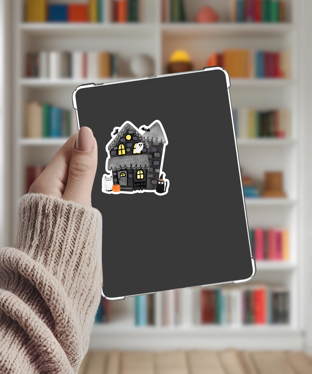 Spooky haunted house matte sticker - 2.25 inches water-resistant and dishwasher-safe