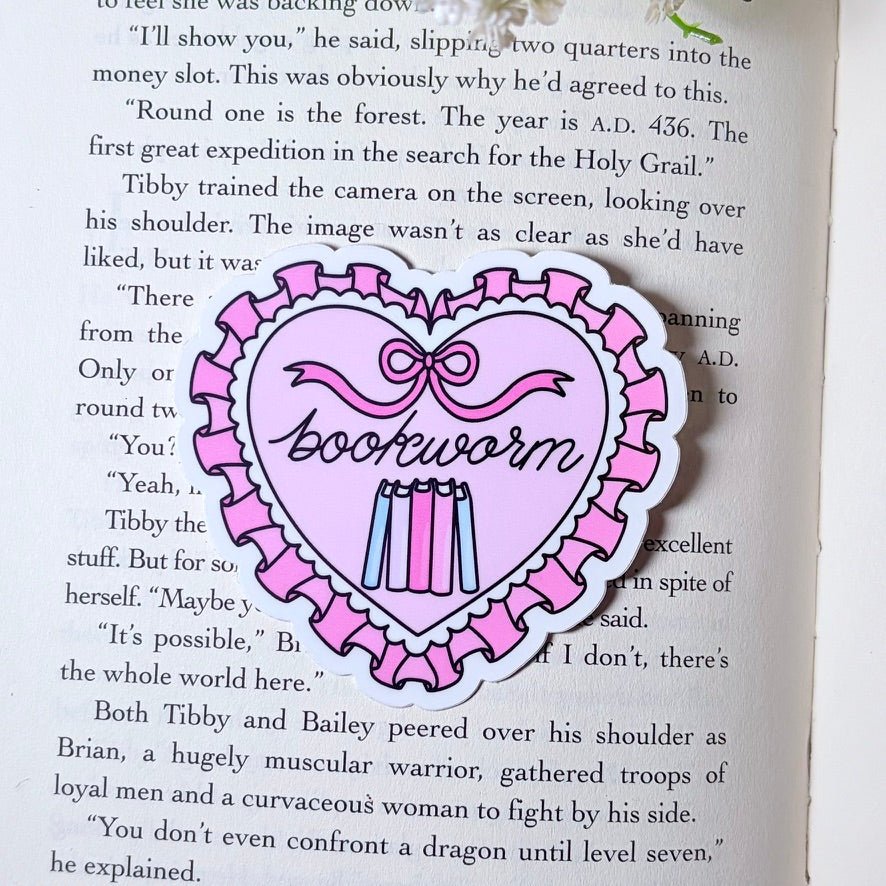 Bookworm Heart 3-inch Matte Sticker
