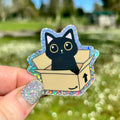 Box Kitty Glitter Sticker
