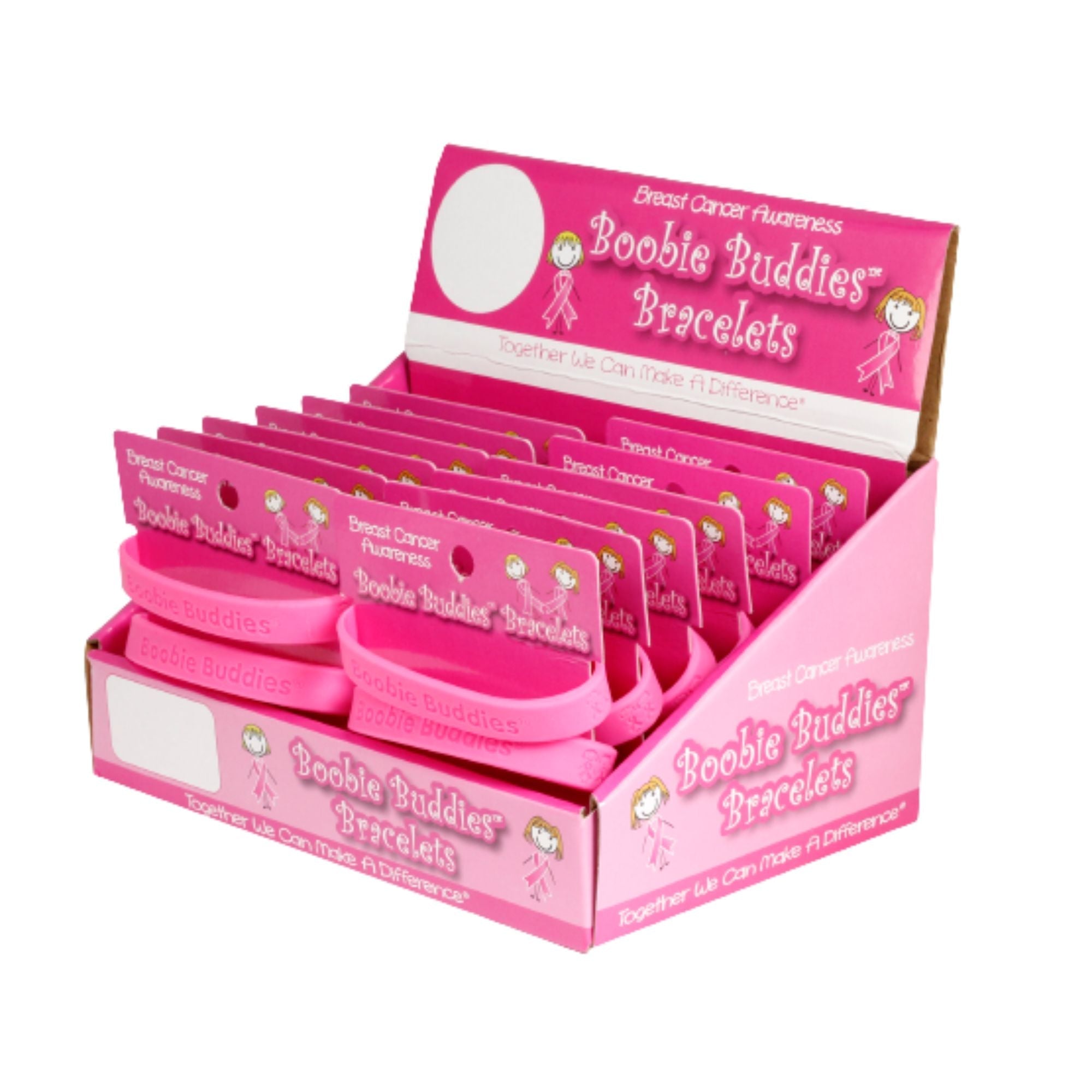 Breast Cancer Boobie Buddie Bracelet Counter Display (12 Cards)