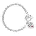 Burgundy Ribbon Rope Style Bracelet – Meningitis Awareness Heart Necklace