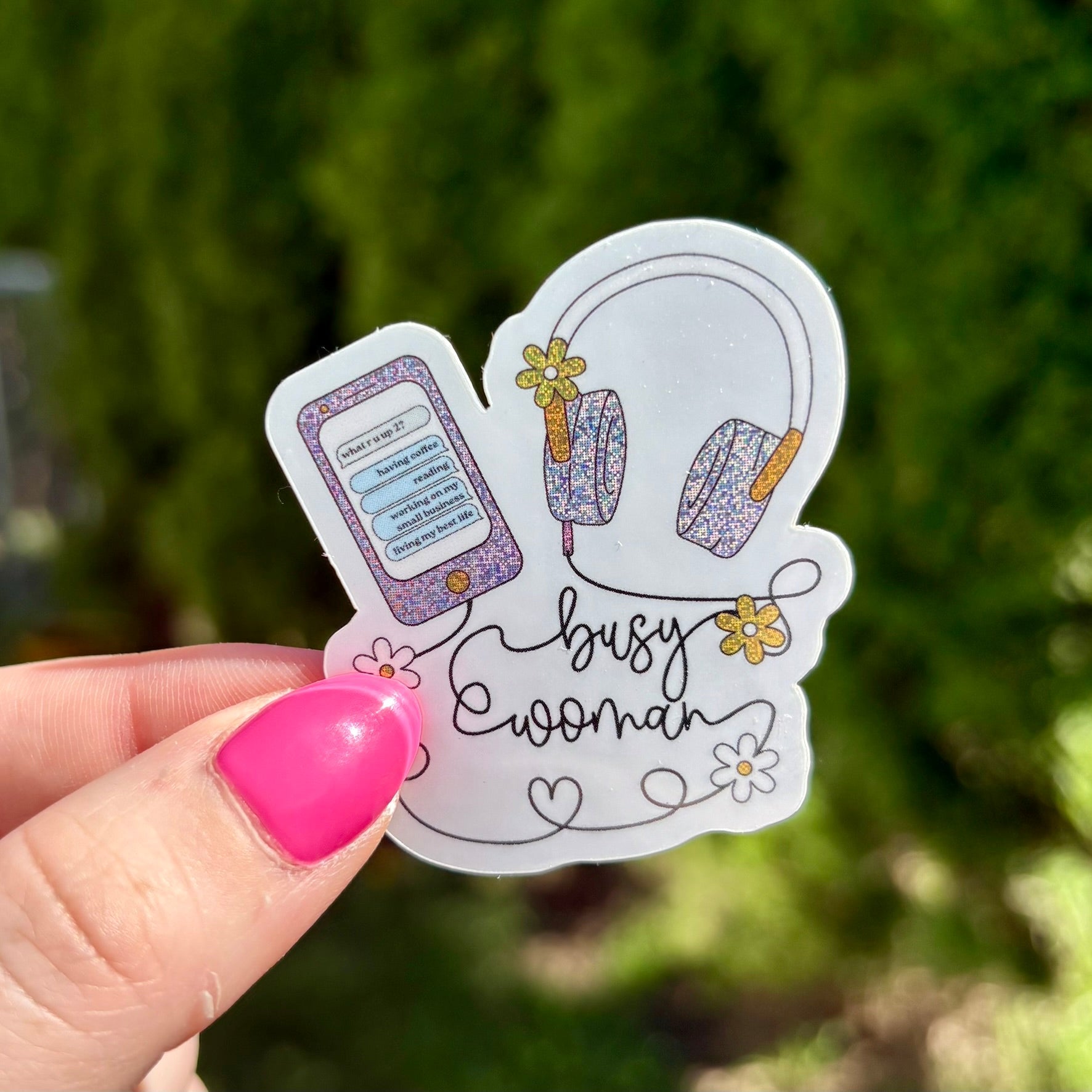 Busy Woman Crushed Glitter Sticker
