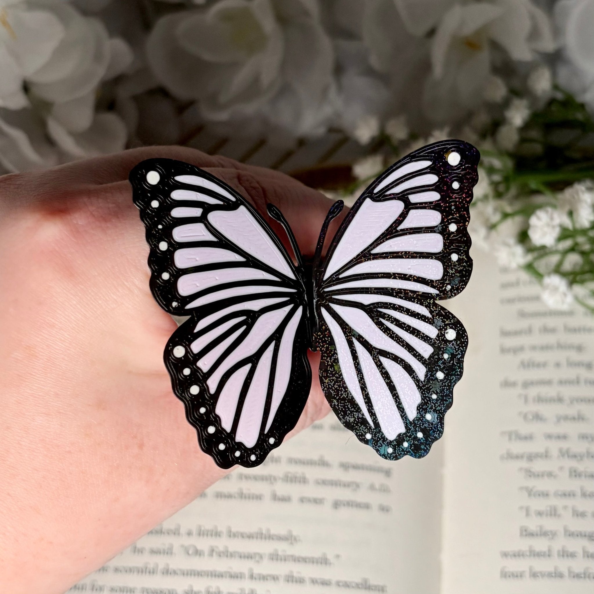 Butterfly Bookmark | 3D Printed Butterfly Bookmark | Sparkle Finish | Foldable Book Lover Gift