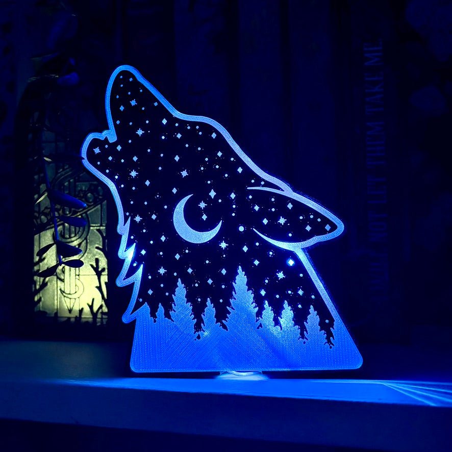 Celestial Wolf Light Up Book Nook