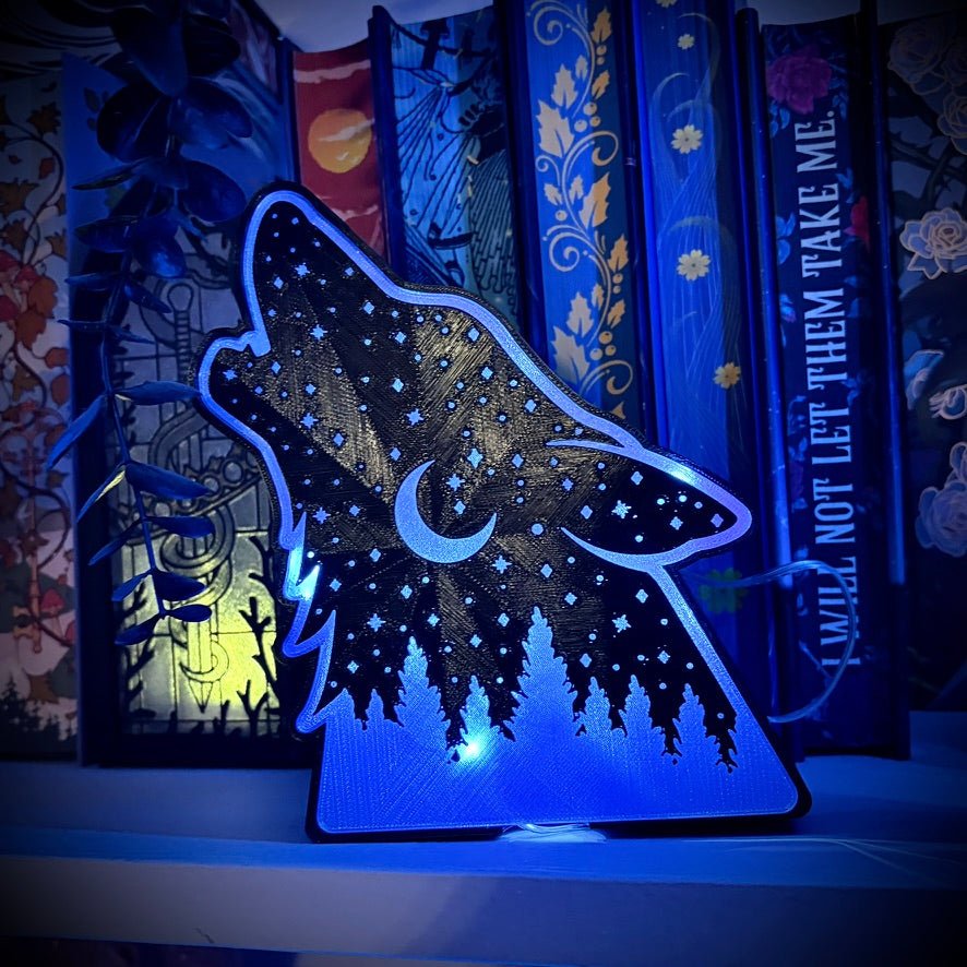 Celestial Wolf Light Up Book Nook