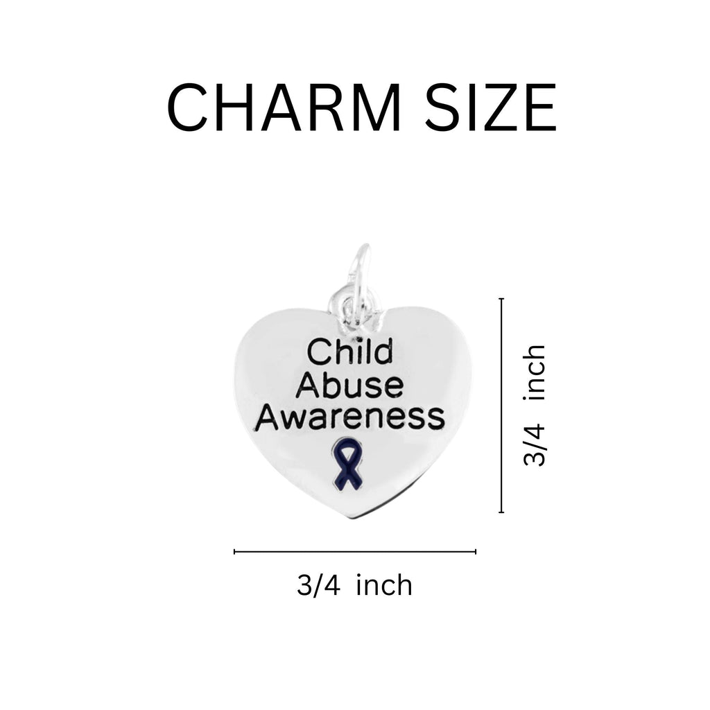 Child Abuse Awareness Dark Blue Ribbon Heart Charm Earrings