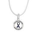 Child Abuse Awareness Dark Blue Ribbon Necklaces