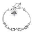 Child Abuse Awareness Heart Charm Partial Beaded Bracelet