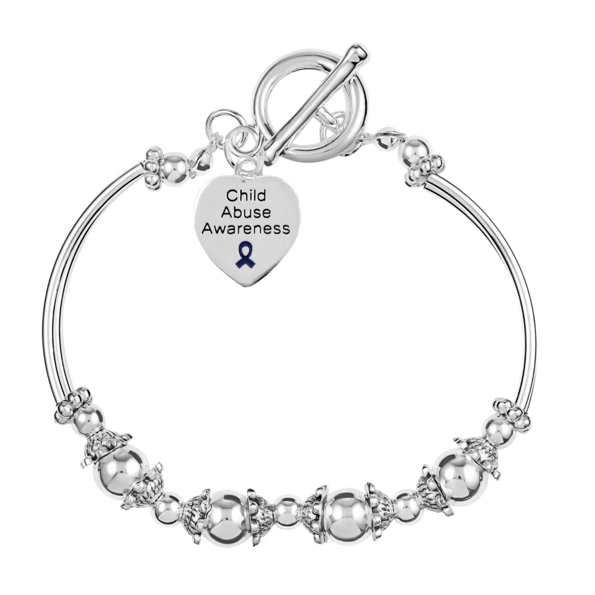 Child Abuse Awareness Partial Beaded Charm Bracelet