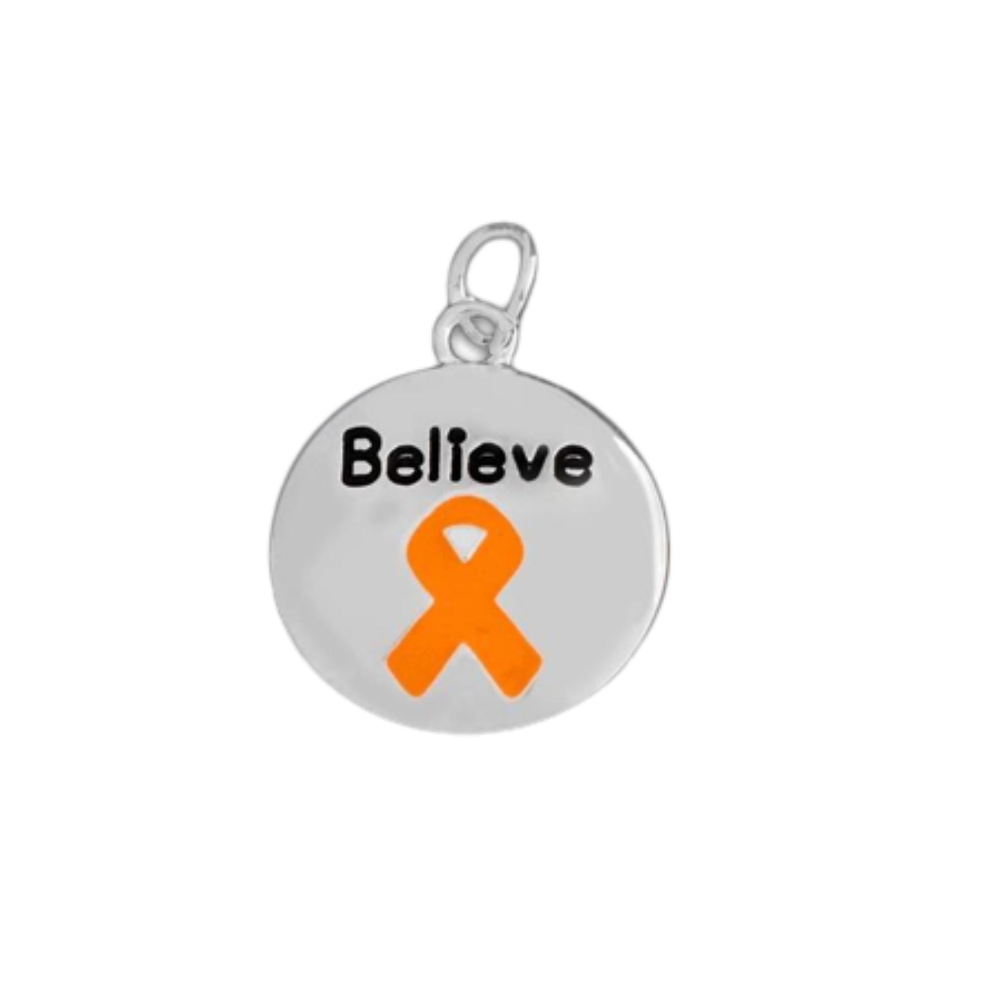 Circle Believe Orange Ribbon Charms