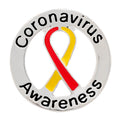 Circle Coronavirus Disease (COVID-19) Red & Yellow Ribbon Pins