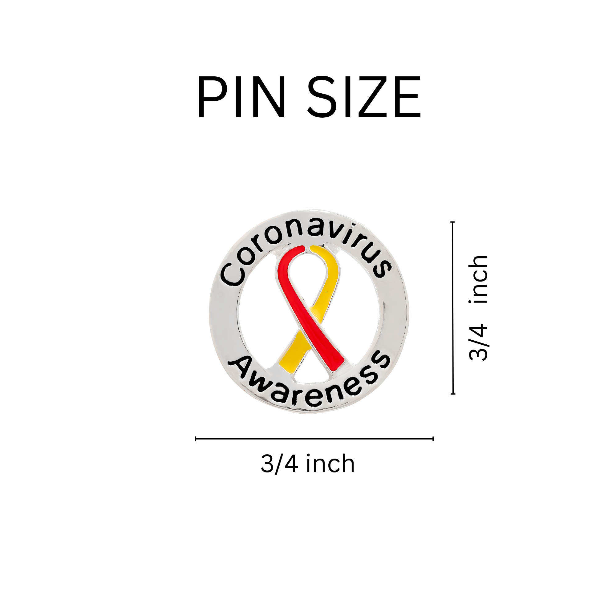 Circle Coronavirus Disease (COVID-19) Red & Yellow Ribbon Pins