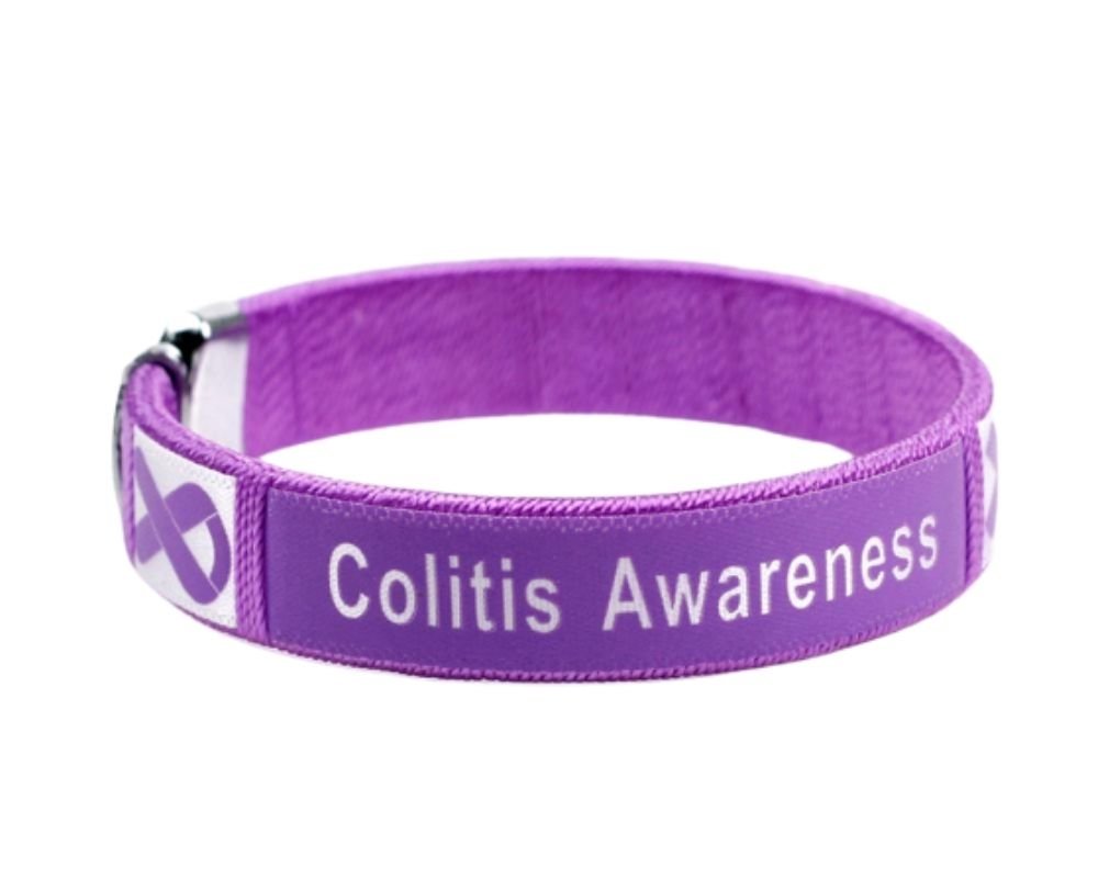 Colitis Awareness Purple Ribbon Bangle Bracelets