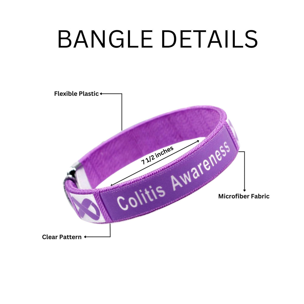 Colitis Awareness Purple Ribbon Bangle Bracelets