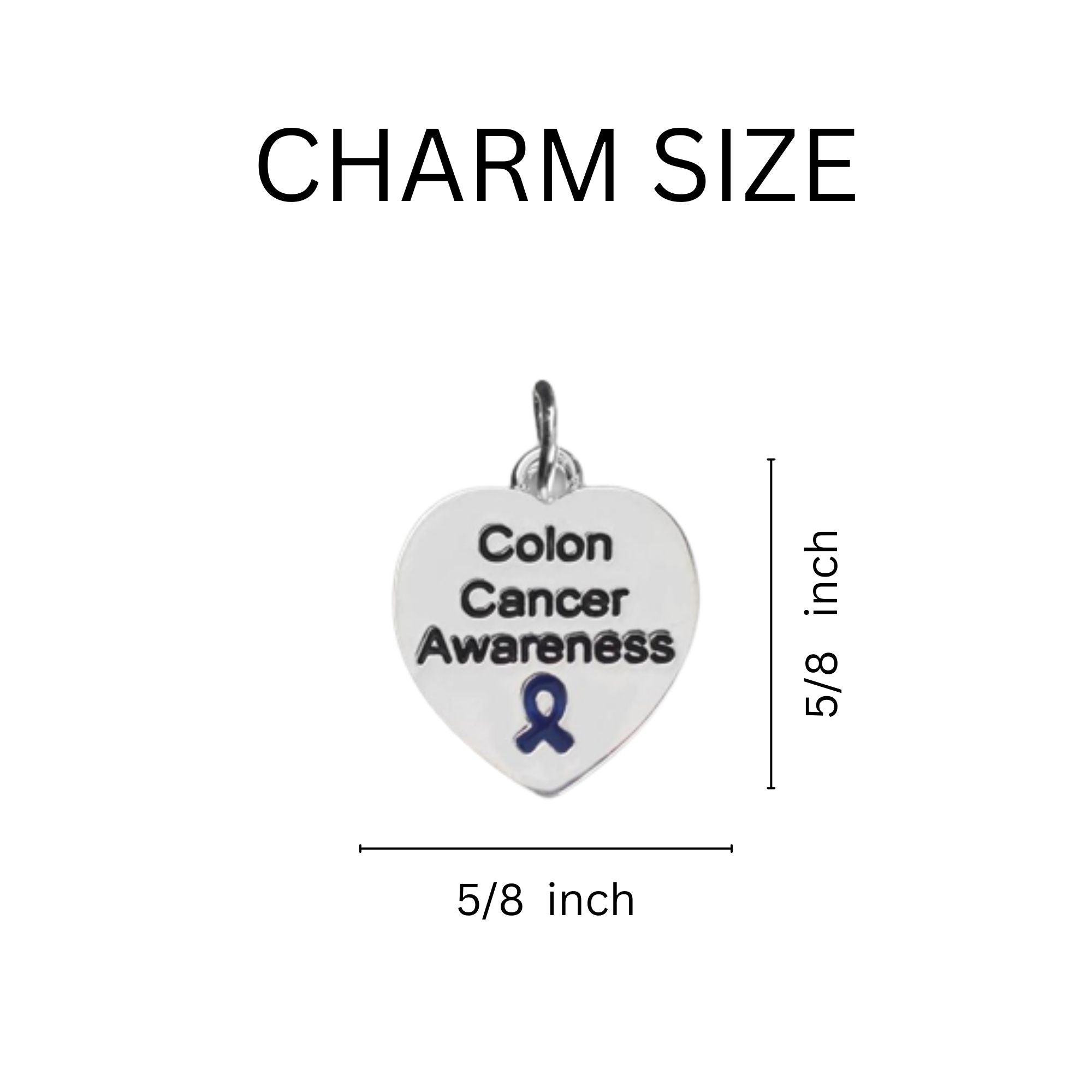 Colon Cancer Awareness Heart Charm Partial Beaded Bracelet