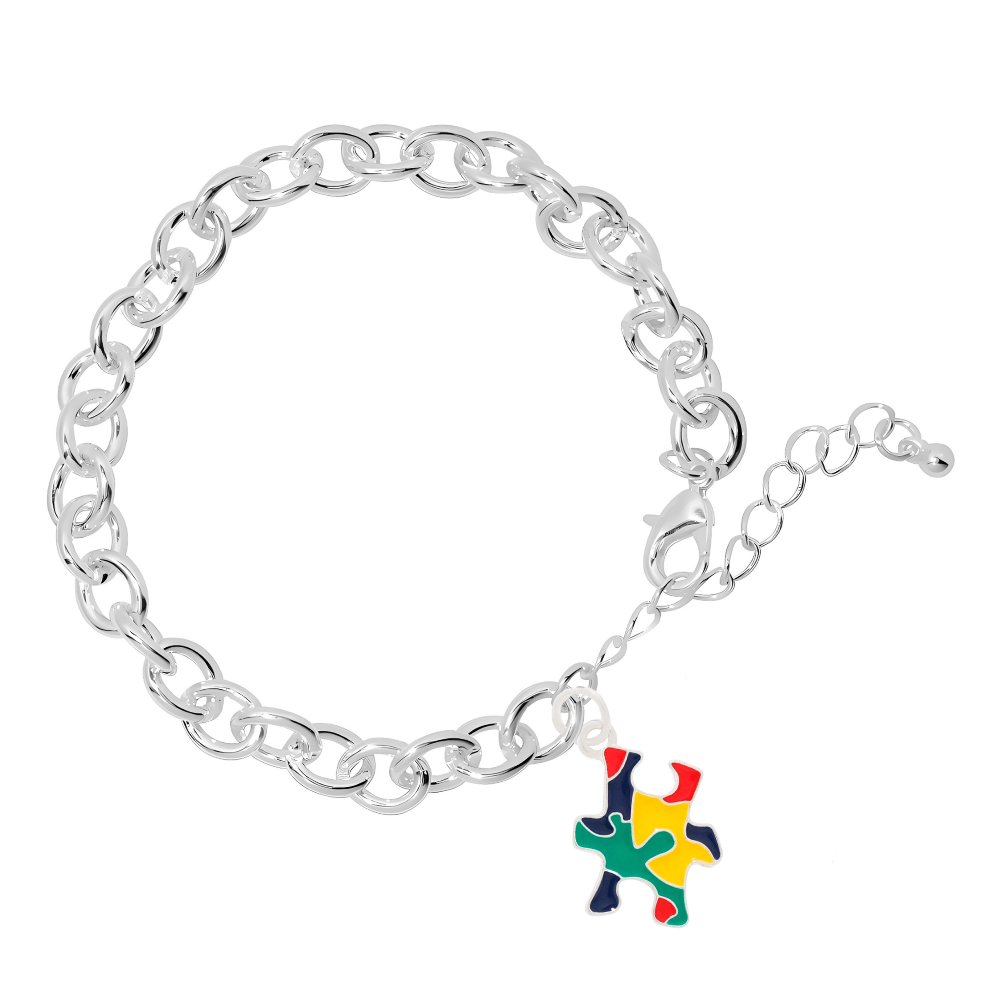 Colored Puzzle Piece Autism Awareness Chunky Charm Bracelets