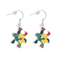 Colored Puzzle Piece Autism Awareness Hanging Earrings