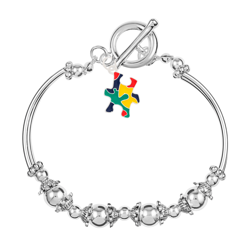 Colored Puzzle Piece Autism Partial Beaded Bracelets