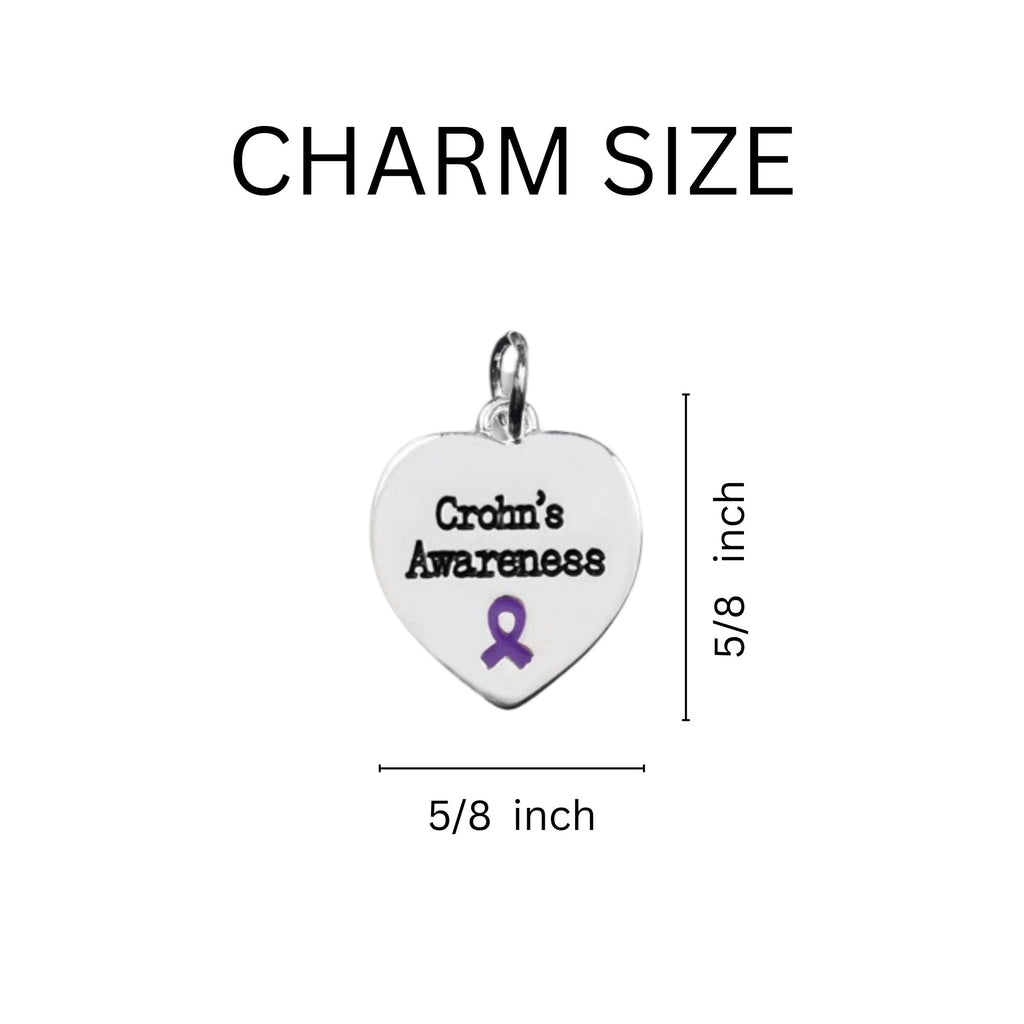 Crohn's Disease Awareness Heart Charm Retractable Bracelets