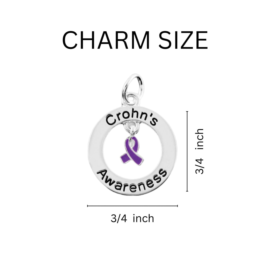 Crohn's Disease Awareness Round Charm Split Style Keychains