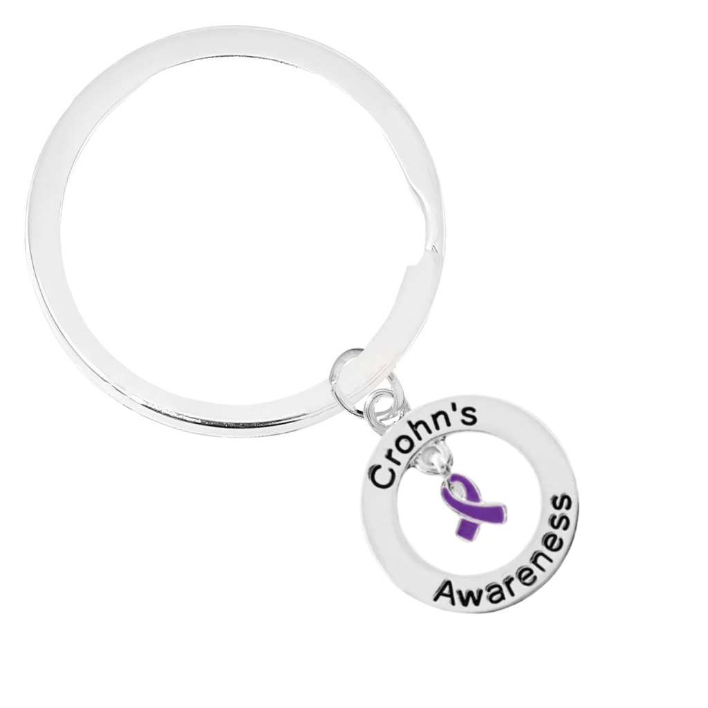 Crohn's Disease Awareness Round Charm Split Style Keychains