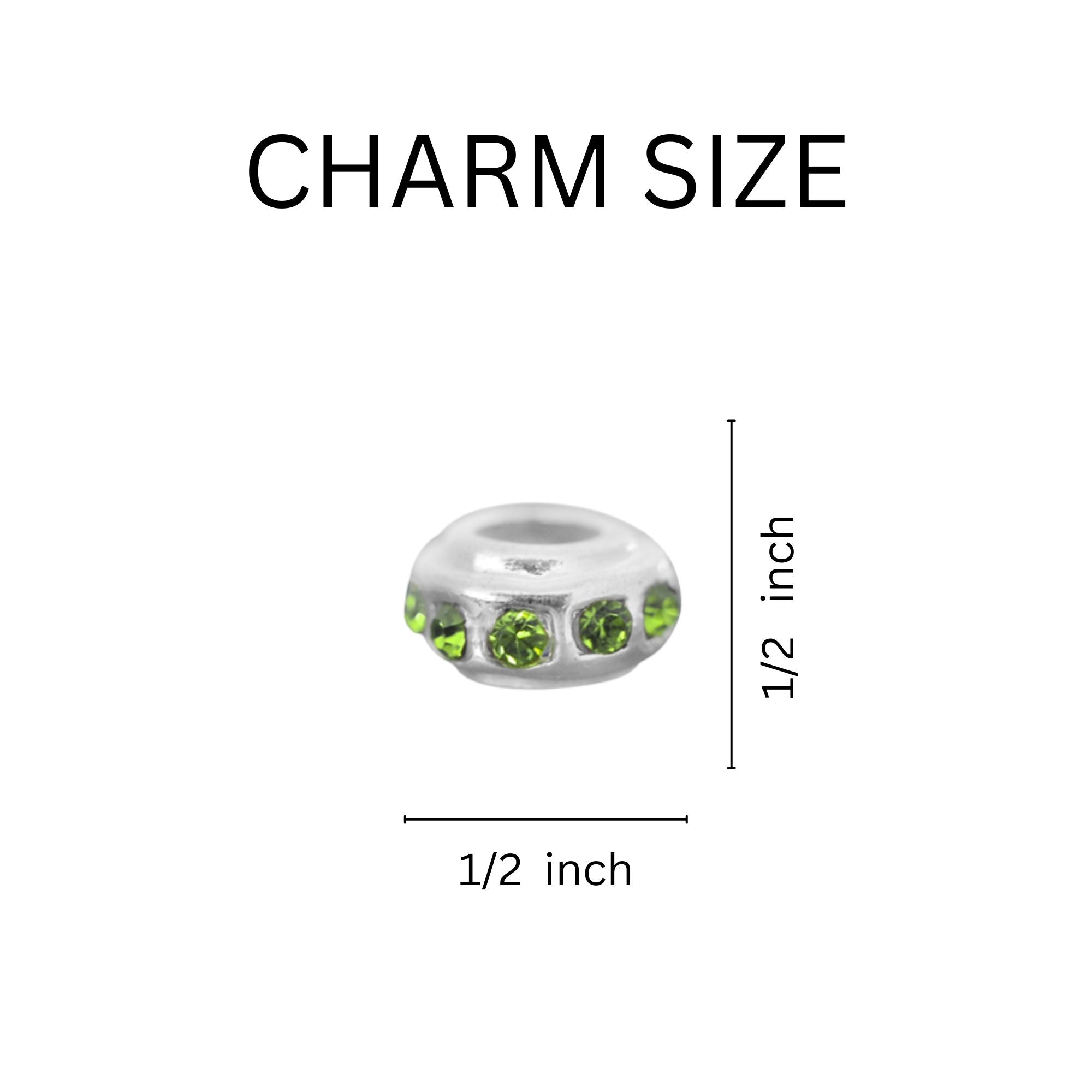 Crystal Accent Green Ribbon Charms - Light Green