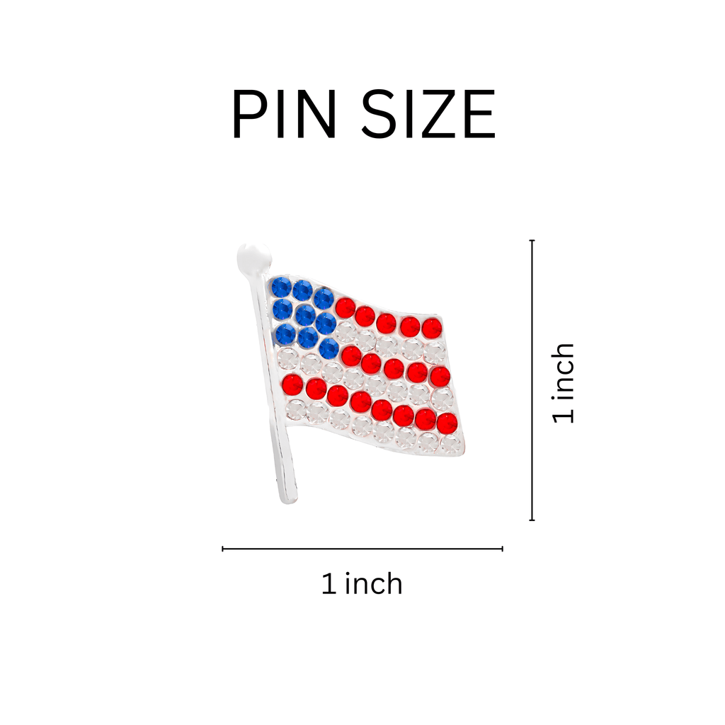 Crystal American Flag Pins