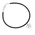 Crystal Pink Ribbon Heart Charm Leather Cord Bracelets