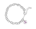 Crystal Purple Ribbon Heart Charm Chunky Bracelets