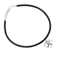 Crystal Purple Ribbon Heart Charm Leather Cord Bracelets