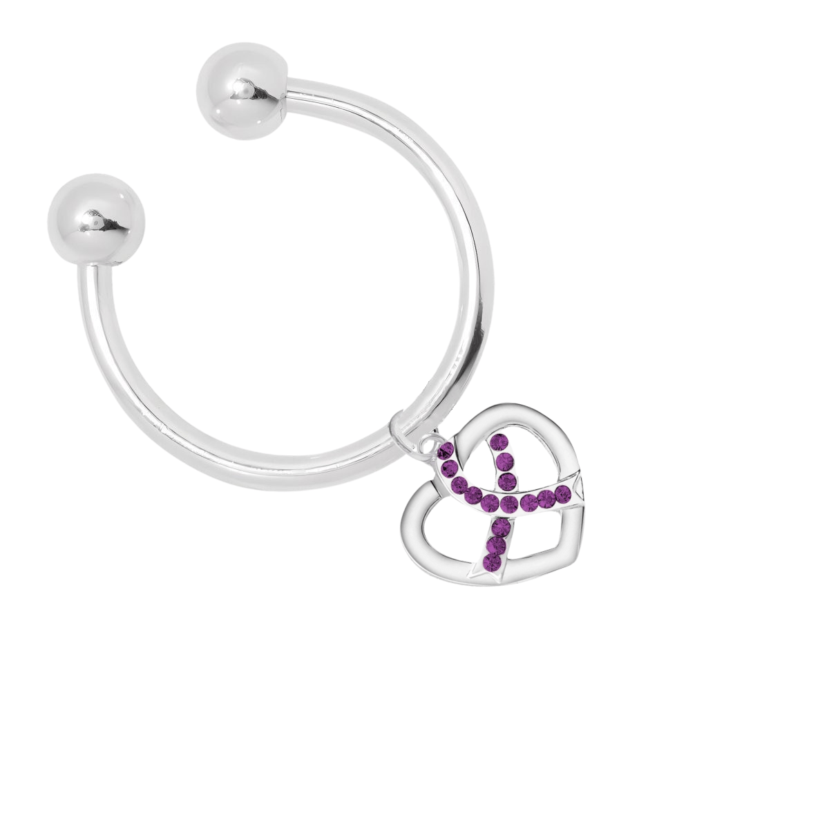 Crystal Purple Ribbon Heart Horse Shoe Style Keychains